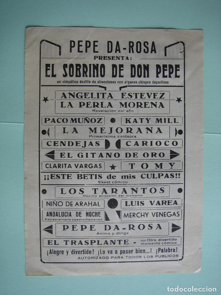 Carteles espect&aacute;culos: Antiguo programa de espect&aacute;culos y Variedades.Pepe Da-Rosa - Foto 2
