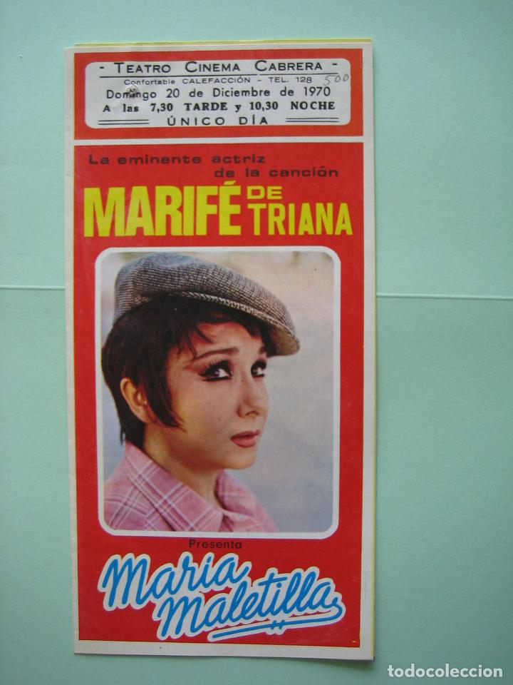 Carteles espect&aacute;culos: Antiguo programa de espect&aacute;culos y Variedades.Mari Fe de Triana - Foto 1