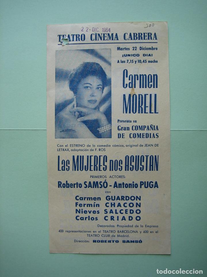 Carteles espect&aacute;culos: Antiguo programa de espect&aacute;culos y Variedades. Carmen Morelia - Foto 1