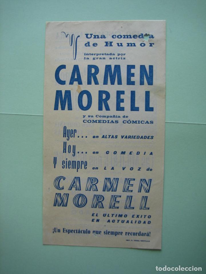 Carteles espect&aacute;culos: Antiguo programa de espect&aacute;culos y Variedades. Carmen Morelia - Foto 2