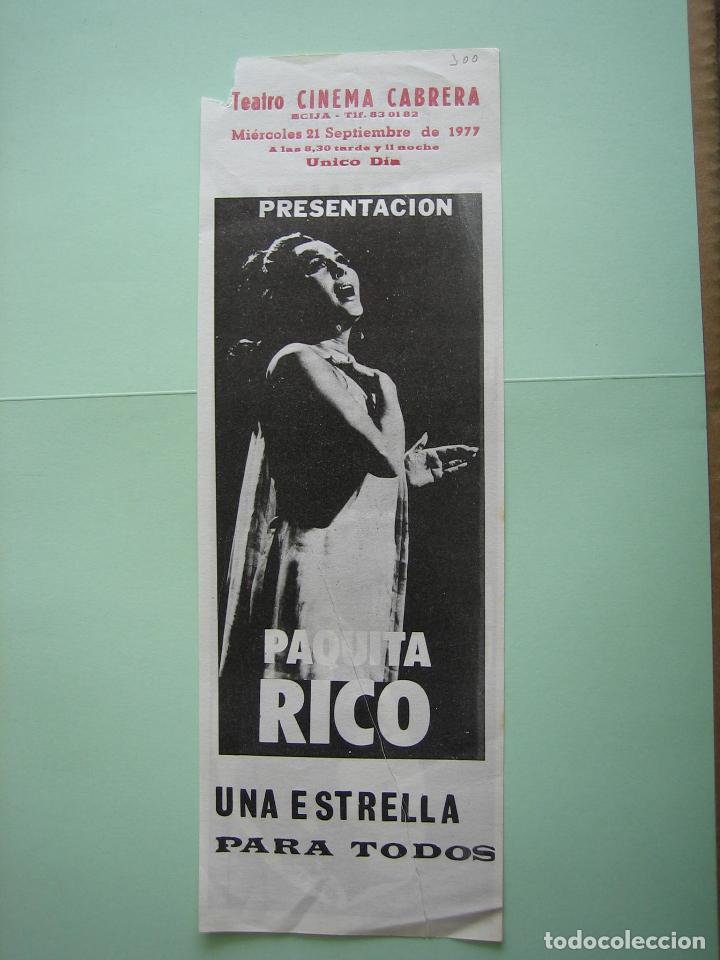 Carteles espect&aacute;culos: Antiguo programa de espect&aacute;culos y Variedades. Paquito Rico - Foto 1