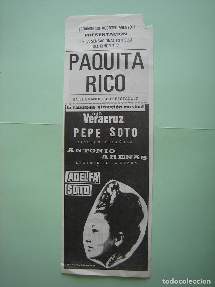 Carteles espect&aacute;culos: Antiguo programa de espect&aacute;culos y Variedades. Paquito Rico - Foto 2