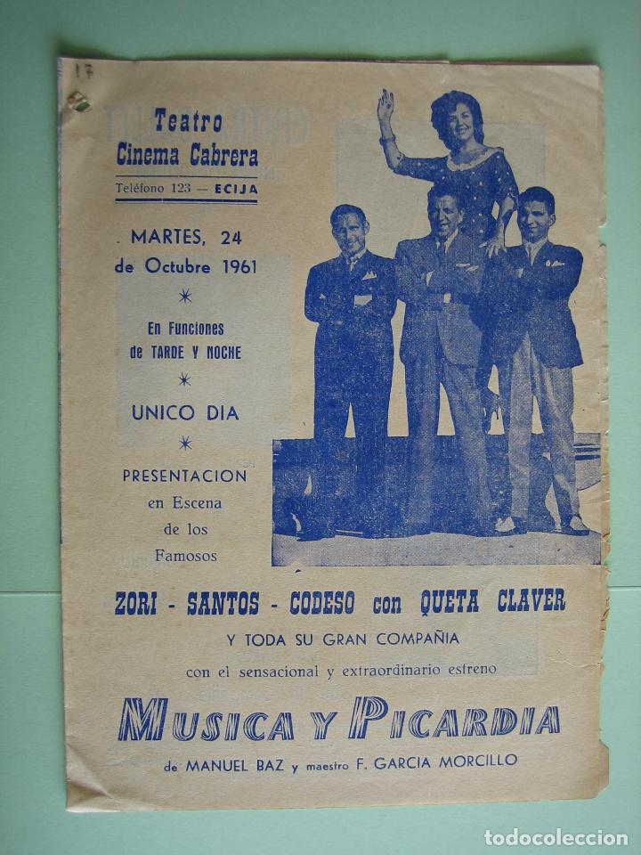 Carteles espect&aacute;culos: Antiguo programa de espect&aacute;culos y Variedades. Flamenco. - Foto 1