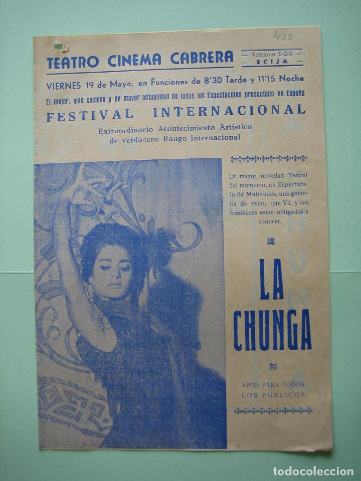 Carteles espect&aacute;culos: Antiguo programa de espect&aacute;culos y Variedades. Flamenco. La Chunga - Foto 1