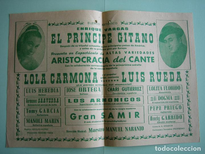 Carteles espect&aacute;culos: Antiguo programa de espect&aacute;culos y Variedades. Flamenco. El Principe Gitano - Foto 2
