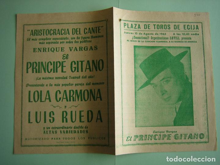 Carteles espect&aacute;culos: Antiguo programa de espect&aacute;culos y Variedades. Flamenco. El Principe Gitano - Foto 3