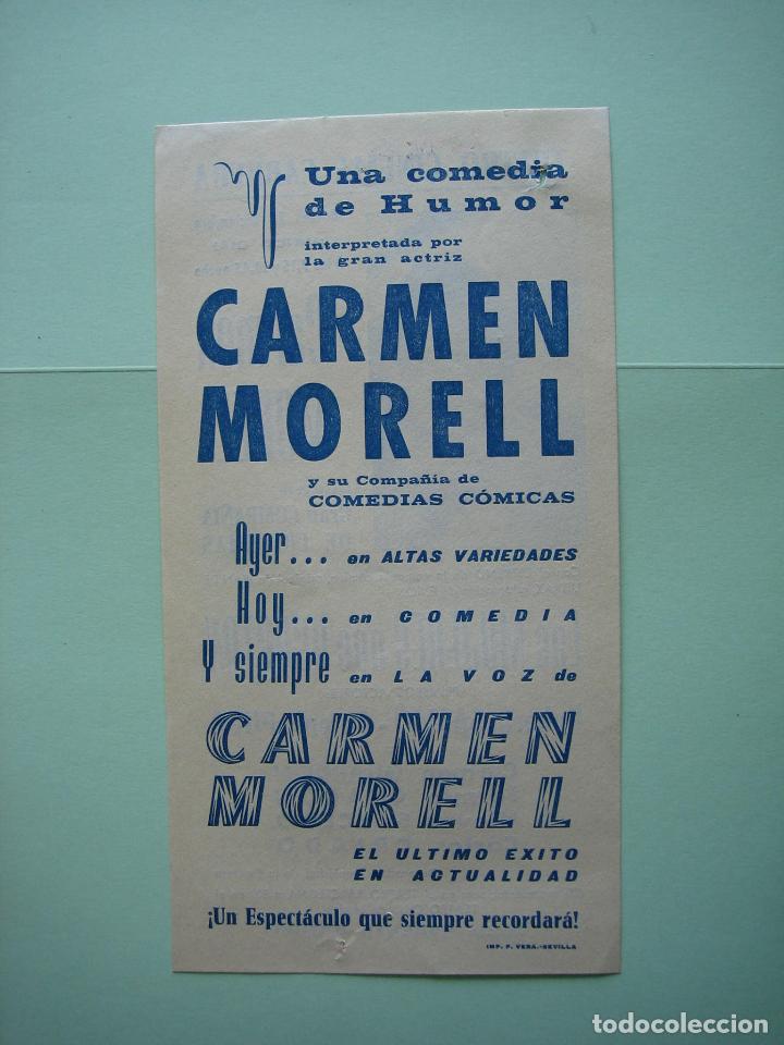 Carteles espect&aacute;culos: Antiguo programa de variedades y flamenco. Carmen Morell - Foto 2