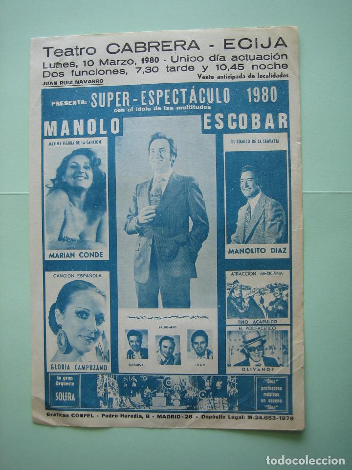 Carteles espect&aacute;culos: Antiguo programa de variedades y flamenco. Manolo Escobar - Foto 1