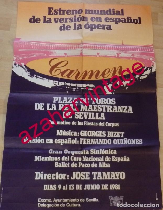Carteles espect&aacute;culos: SEVILLA, 1981, CARTEL DE LA OPERA CARMEN, 63X94 CMS - Foto 1