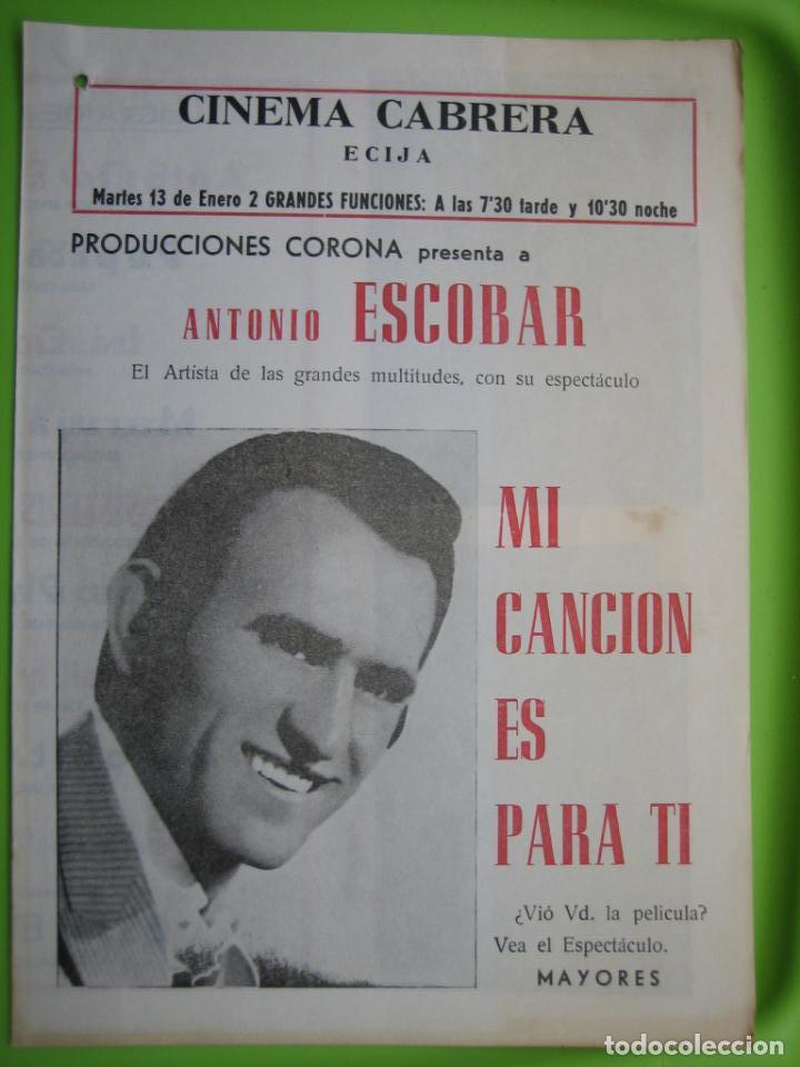 Carteles espect&aacute;culos: Antiguo programa de espect&aacute;culos.Manolo Escobar - Foto 1