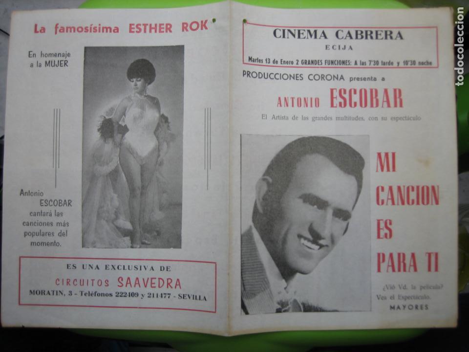 Carteles espect&aacute;culos: Antiguo programa de espect&aacute;culos.Manolo Escobar - Foto 3