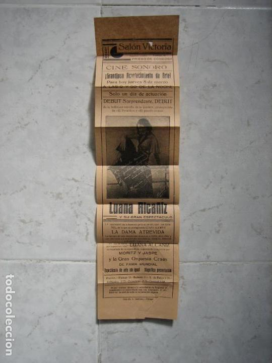 Carteles espect&aacute;culos: Antiguo cartel de espect&aacute;culo. Luna Alca&ntilde;iz - Foto 2