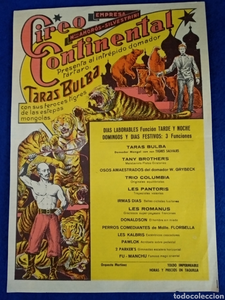 Carteles espect&aacute;culos: Circo continental, cartel / programa. 21cm x 15cm. - Foto 1