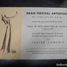 Carteles Espectáculos: 1942 CARTEL TEATRO COMEDIA BARCELONA JUNTA DE DAMAS GRAN FESTIVAL CON YVONNE ATTENELLE POR MUNTAÑOLA