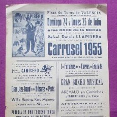 Carteles Espectáculos: CARTEL CIRCO PLAZA TOROS VALENCIA 1955 LLAPISERA LOS FARAONES DE LAS CUEVAS C103