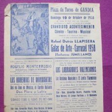 Carteles Espectáculos: CARTEL CIRCO PLAZA TOROS GANDIA VALENCIA 1958 LLAPISERA LOS LABRADORES VALENCIANOS C106