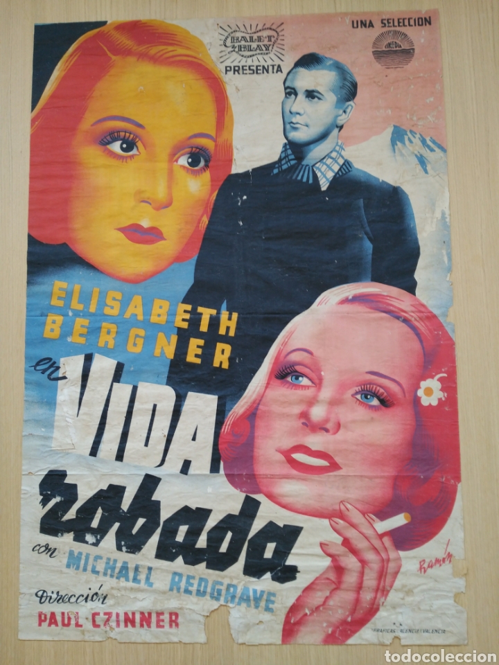 Carteles espect&aacute;culos: Cartel de VIDA ROBADA. Litograf&iacute;a de RAM&Oacute;N. 67X99 CM - Foto 1