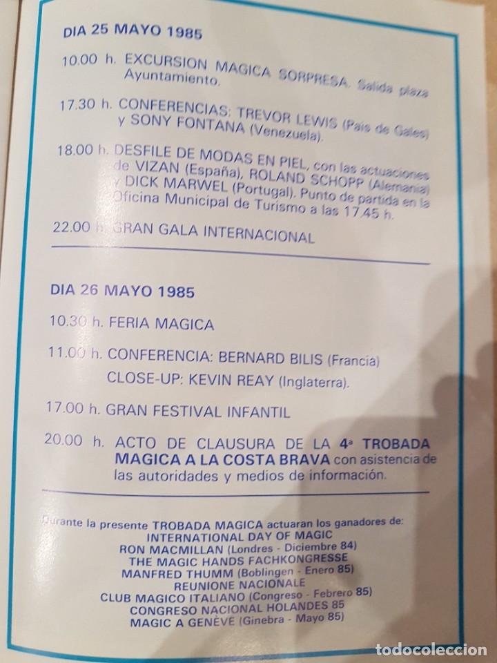 Carteles espect&aacute;culos: MAGIA IV TROBADA M&Agrave;GICA DE PLATJA DARO 1985 PROGRAMA - Foto 4