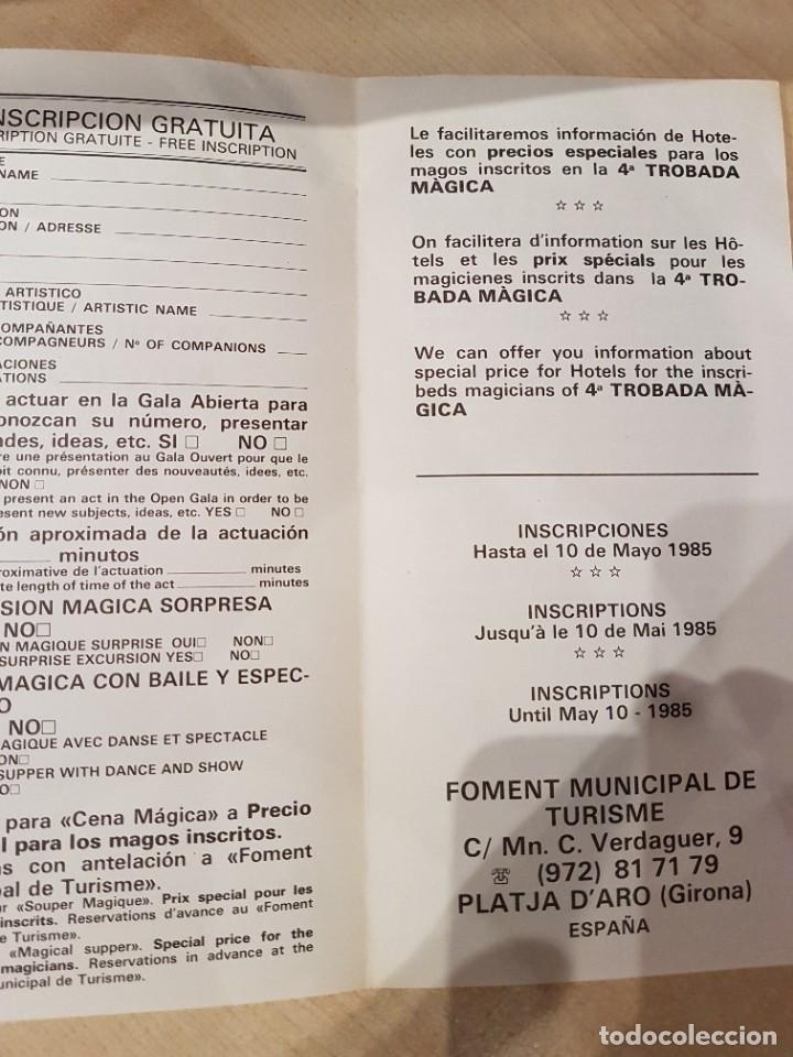 Carteles espect&aacute;culos: MAGIA IV TROBADA M&Agrave;GICA DE PLATJA DARO 1985 PROGRAMA - Foto 5