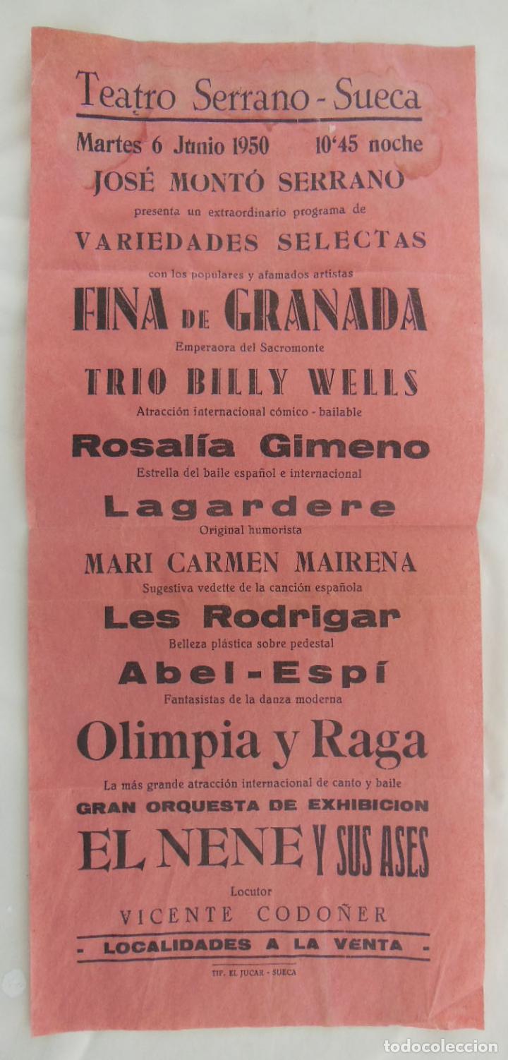 Carteles espect&aacute;culos: VARIEDADES SELECTAS. SUECA TEATRO SERRANO 1950 - Foto 1