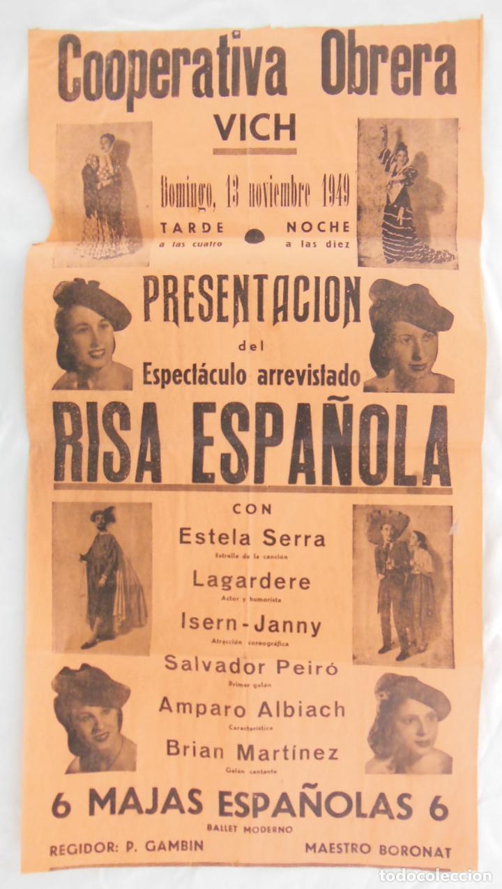 Carteles espect&aacute;culos: RISA ESPA&Ntilde;OLA. VICH COOPERATIVA OBRERA 1949 - Foto 1