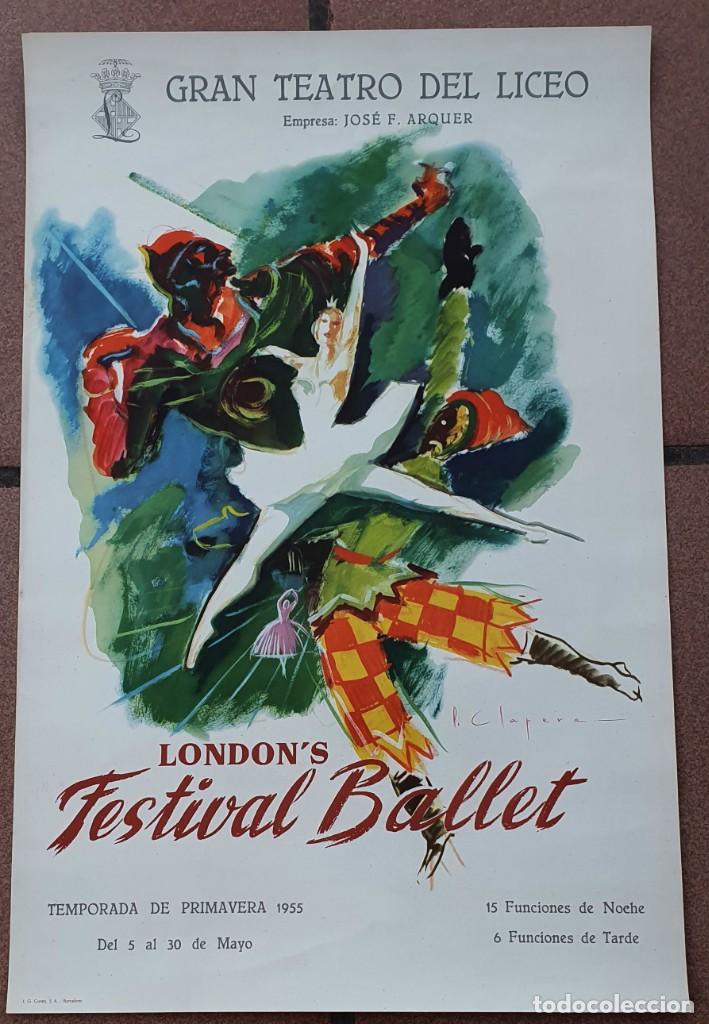 Carteles Espectáculos: CARTEL - LONDONS FESTIVAL BALLET - 1955 - GRAN TEATRO DEL LICEO - 54X35 CM. - Foto 1 - 214954143