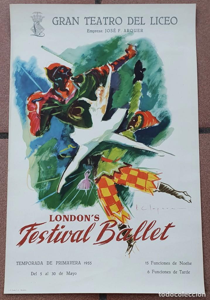 Carteles Espectáculos: CARTEL - LONDONS FESTIVAL BALLET - 1955 - GRAN TEATRO DEL LICEO - 54X35 CM. - Foto 2 - 214954143
