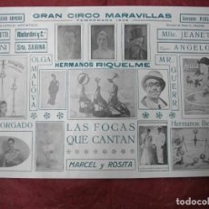 Carteles Espectáculos: TEMPORADA 1935 GRAN CIRCO MARAVILLAS DE EUGENIO ROMERO - OLGA MALOVA HERMANOS RIQUELME FOCAS