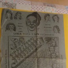 Carteles Espectáculos: ANTIGUO CARTEL PROGRAMA.CIRCO TREBOL.BARCENA-PEREZOFF.1947.LOS TOZUDOS.CANUTO.NAVICUT.. Lote 247541875
