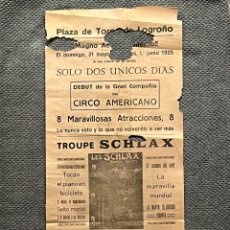 Carteles Espectáculos: PLAZA DE TOROS DE LOGROÑO. CARTE GRAN DEBUT DEL CIRCO AMERICANO (A.1925) DESLUCIDO..