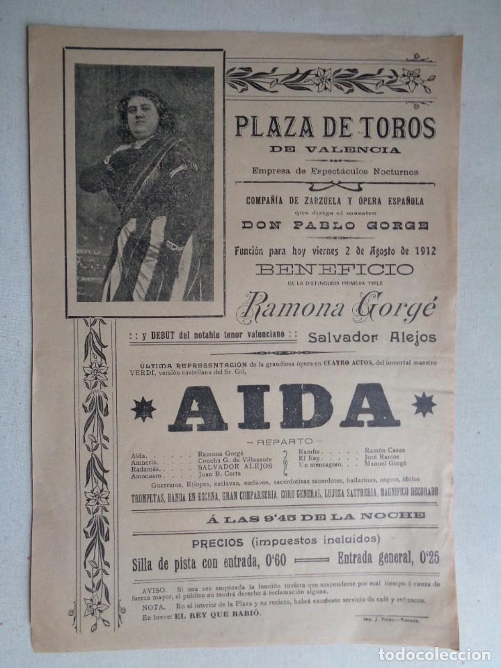 Carteles espect&aacute;culos: PLAZA DE TOROS DE VALENCIA.AIDA.-255 - Foto 1