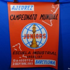 Carteles Espectáculos: GRAN CARTEL AJEDREZ CAMPEONATO MUNDIAL JUNIORS. BARCELONA 1965