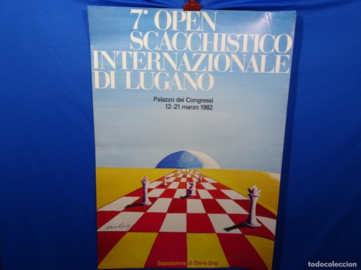 Carteles espect&aacute;culos: GRAN CARTEL AJEDREZ 7&ordm; OPEN LUGANO 1982. - Foto 1