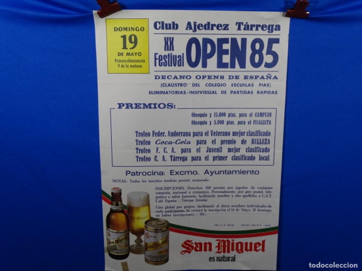 Carteles espect&aacute;culos: CARTEL DE AJEDREZ OPEN DE TARREGA 1985. - Foto 1