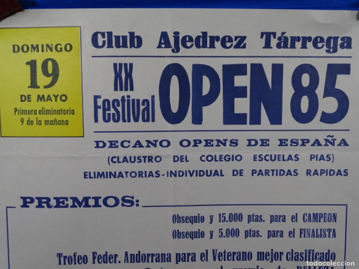 Carteles espect&aacute;culos: CARTEL DE AJEDREZ OPEN DE TARREGA 1985. - Foto 2