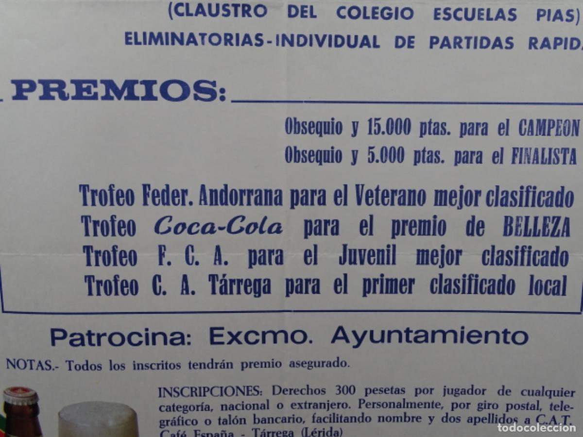 Carteles espect&aacute;culos: CARTEL DE AJEDREZ OPEN DE TARREGA 1985. - Foto 3