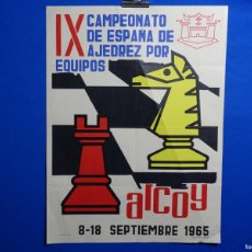 Carteles Espectáculos: CARTEL IX CAMPEONATO ESPAÑA AJEDREZ EQUIPOS ALCOY 1965