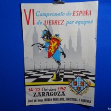 Carteles Espectáculos: CARTEL VI CAMPEONATO ESPAÑA AJEDREZ EQUIPOS ZARAGOZA 1962