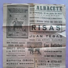 Carteles Espectáculos: CARTEL ESPECTACULO RISAS COMICO TAURINO MUSICAL PLAZA TOROS ALBACETE JULIO 1953