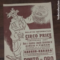 Carteles Espectáculos: CIRCO PRICE. MADRID, TEMPORADA 1957. BOLETIN INFORMATIVO