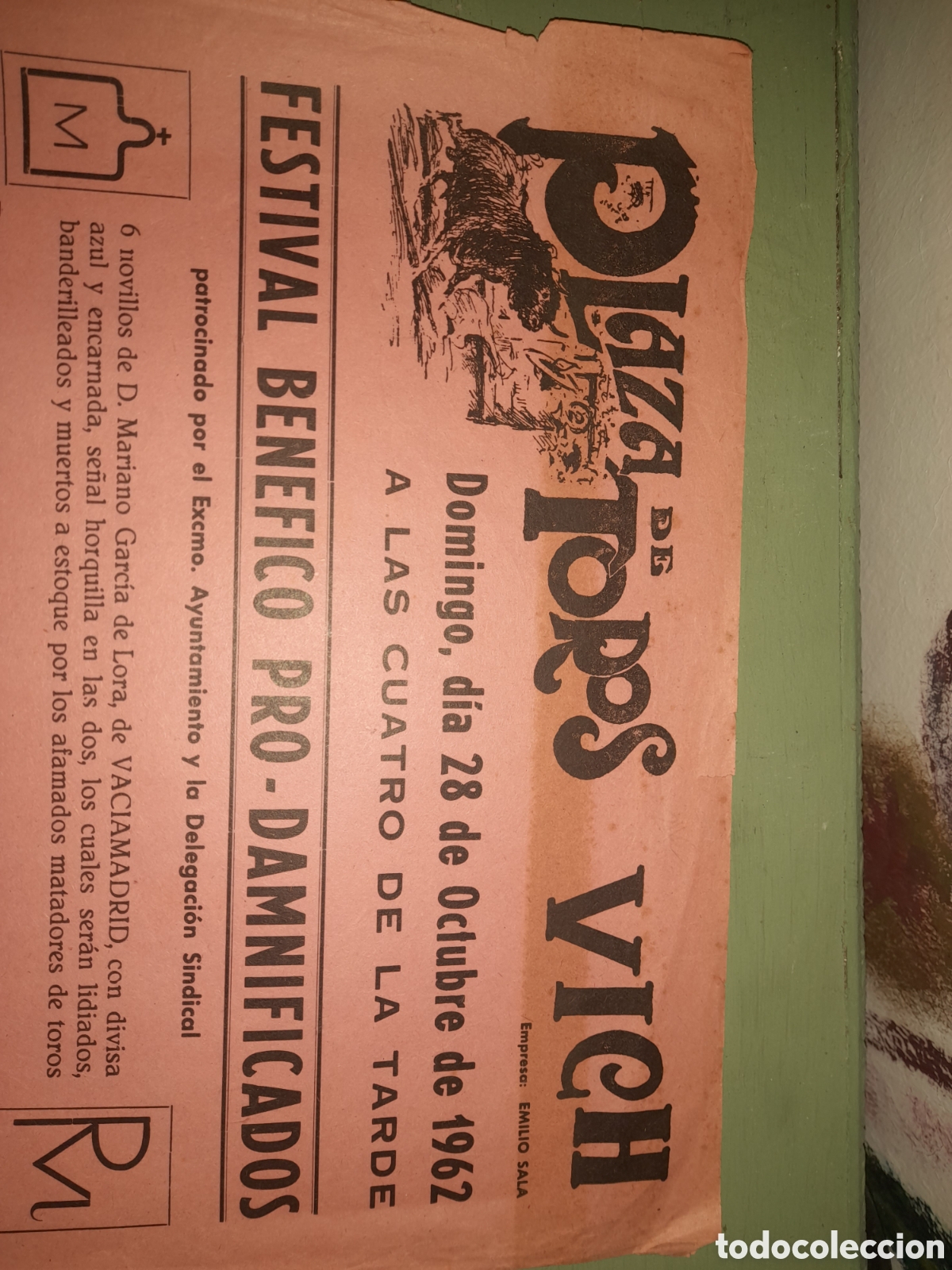 Carteles espect&aacute;culos: Cartel del 1962 Plaza de toros Vich - Foto 2