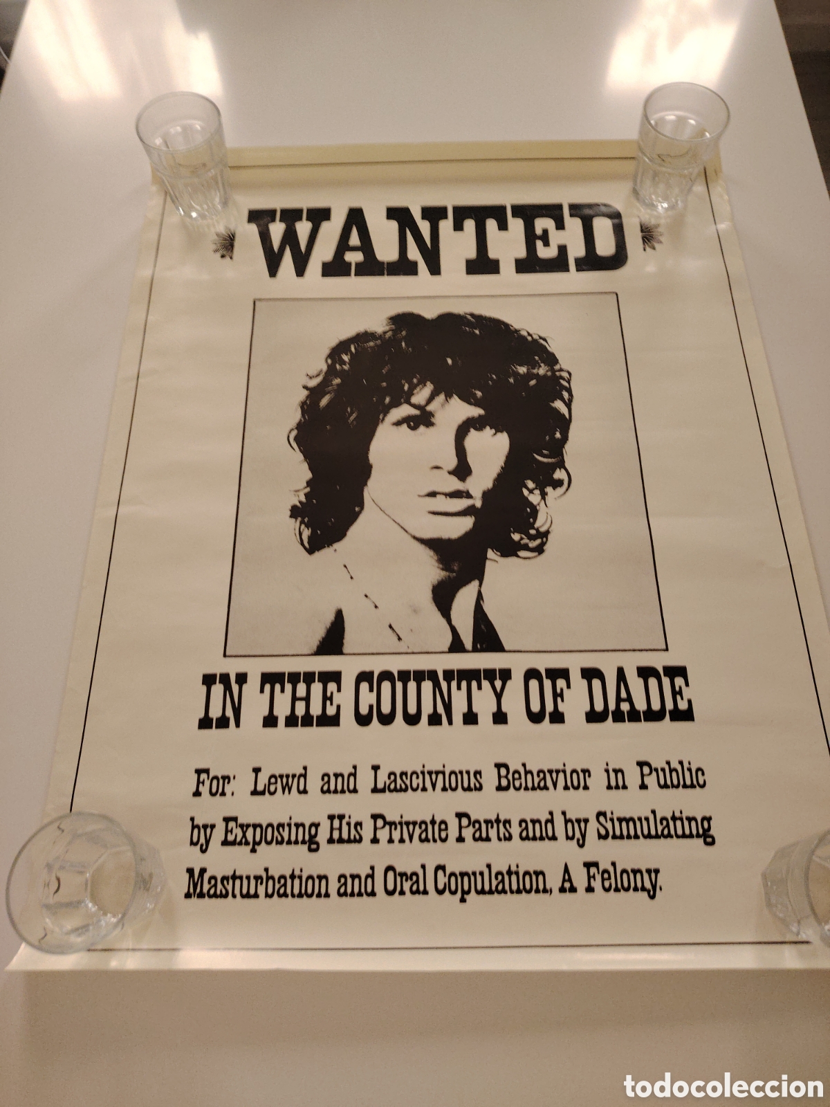 Carteles espect&aacute;culos: Jim Morrison Doors WANTED Rare 1990s - Foto 1