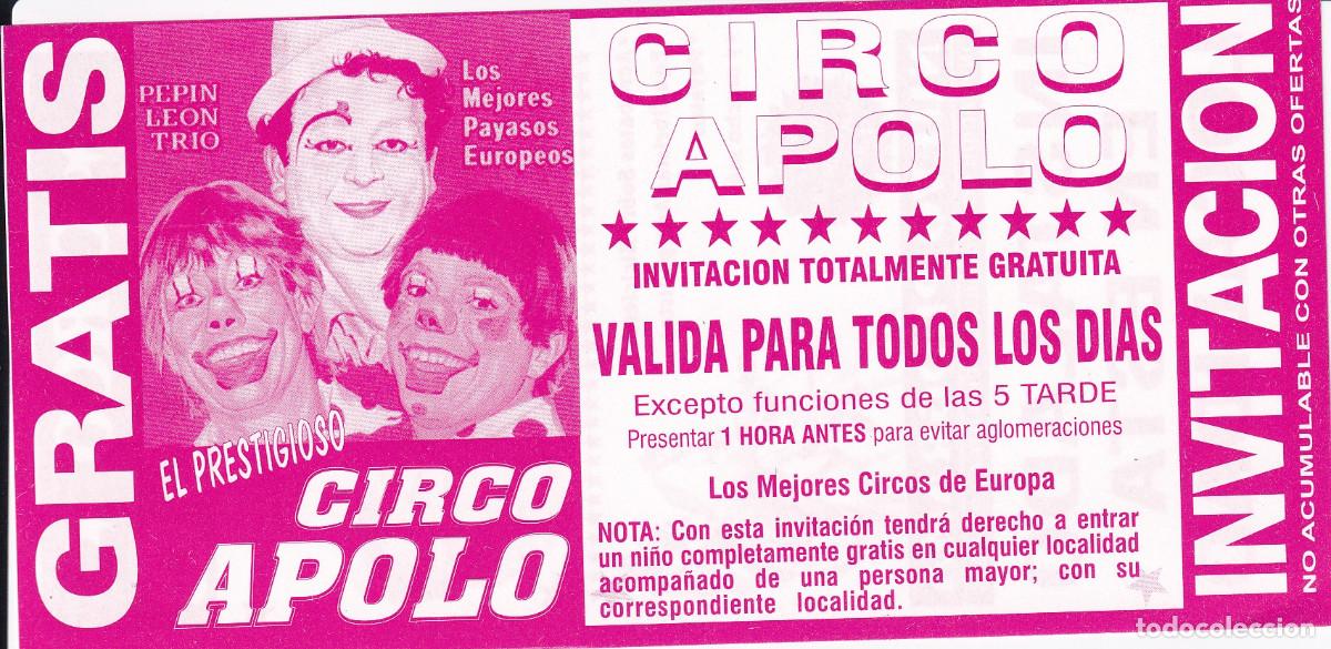 Carteles espect&aacute;culos: INVITACION DE CIRCO APOLO - Foto 1