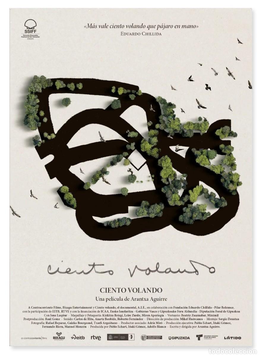 Carteles espect&aacute;culos: CHILLIDA CARTEL PEL&Iacute;CULA DOCUMENTAL CIENTO VOLANDO 68X48 - Foto 2