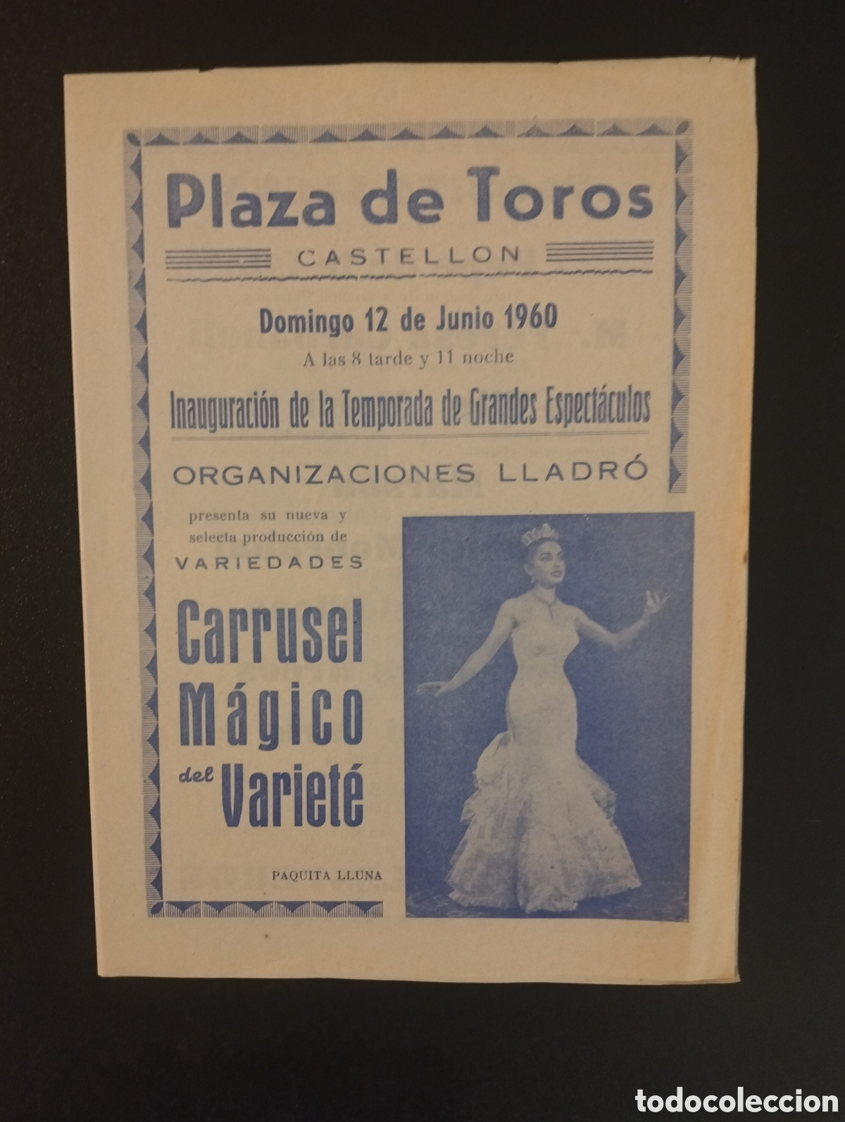 Carteles Espect&aacute;culos: PROGRAMA DE MANO - PLAZA DE TOROS DE CASTELLON - CARRUSEL MAGICO DEL VARIETE - 12 JUNIO 1960