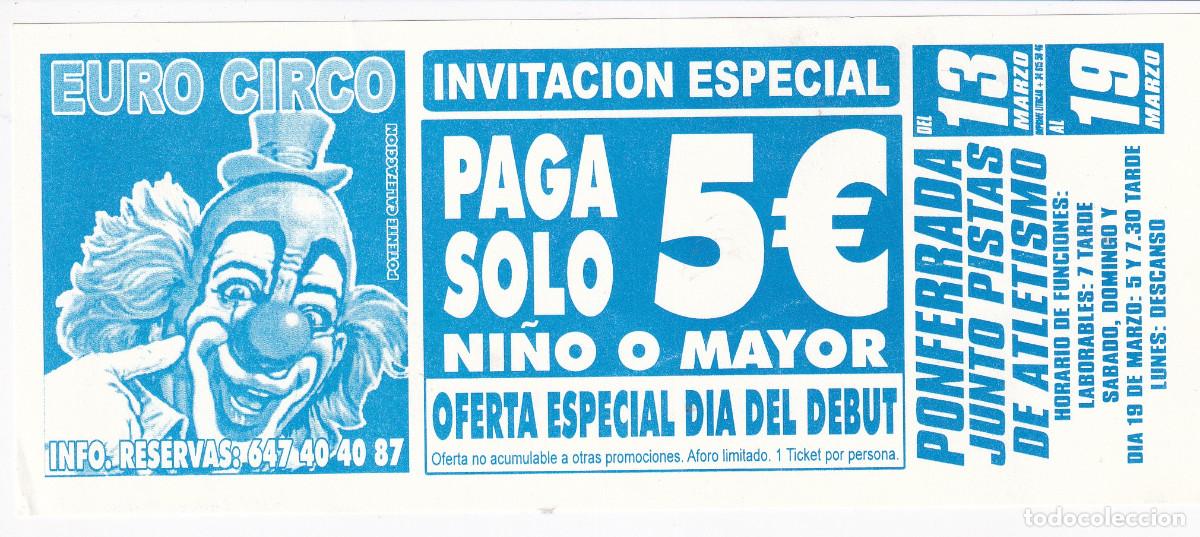 Carteles espect&aacute;culos: INVITACION DE CIRCO.- EURO CIRCO. - Foto 1