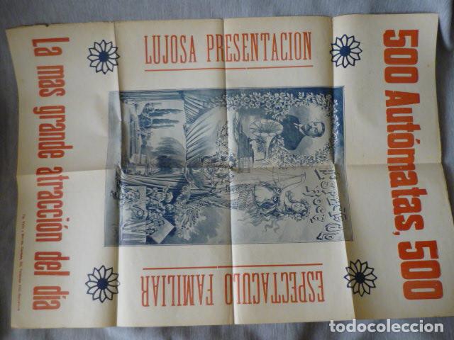 Carteles Espect&aacute;culos: CARTEL MAGIA ESPECTACULO ROCA 500 AUTOMATAS 1890 ILUSIONISMO VENTRILOQUIA 45 X 64 CM