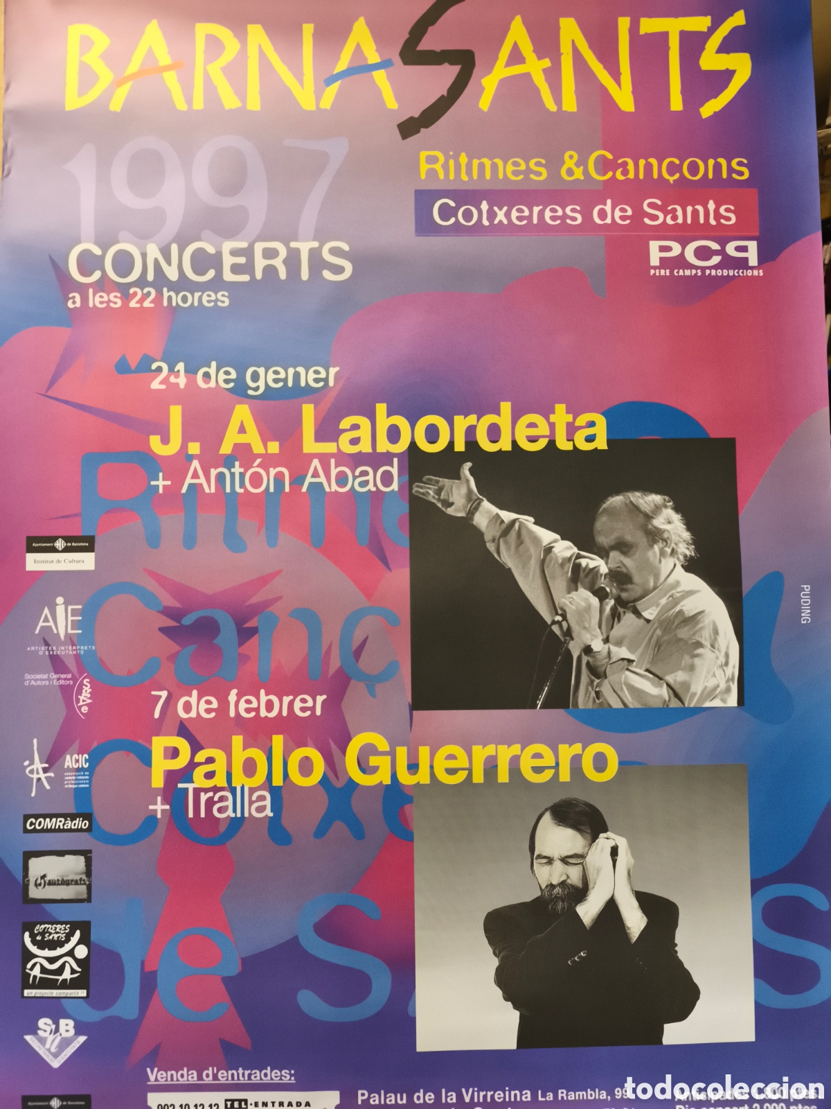 Carteles Espect&aacute;culos: Cartel barnasants 1997, Jos&eacute; Antonio Labordeta, Pablo Guerrero, Tralla , Anton Abad