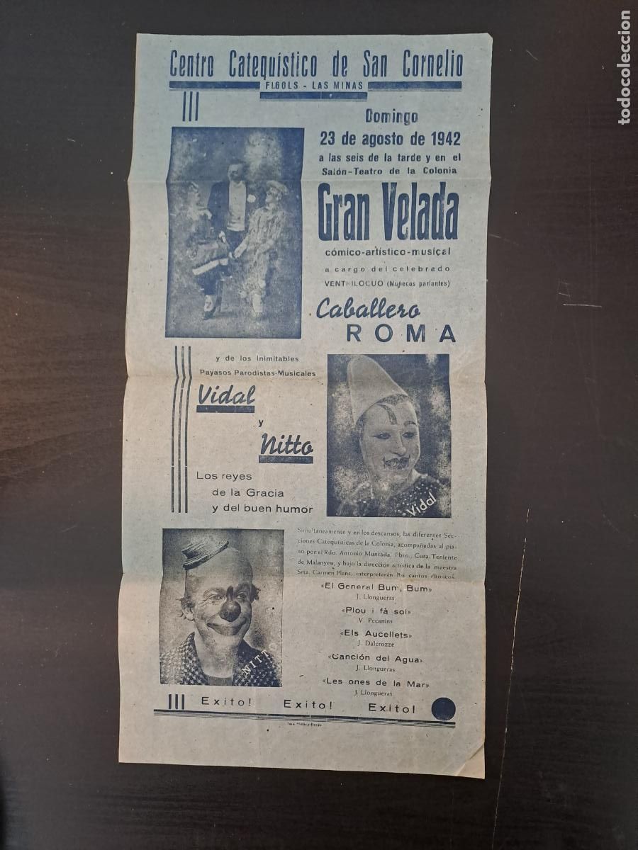 Carteles Espect&aacute;culos: BERGA-CENTRO CATEQUISTICO DE SAN CORNELIO-FIGOLS-LAS MINAS-CIRCO-GRAN VELADA PAYASOS