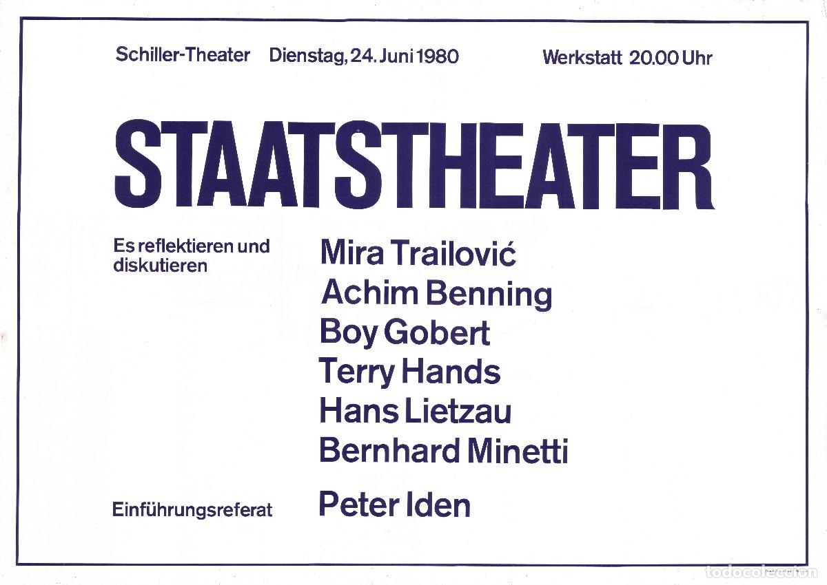 Carteles Espect&aacute;culos: Staatstheater, by Peter Iden (Schiller Theater. 1980) A1